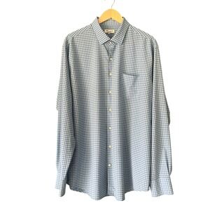 Peter Millar Summer Comfort Blue Plaid Button-Down Shirt, Size XL